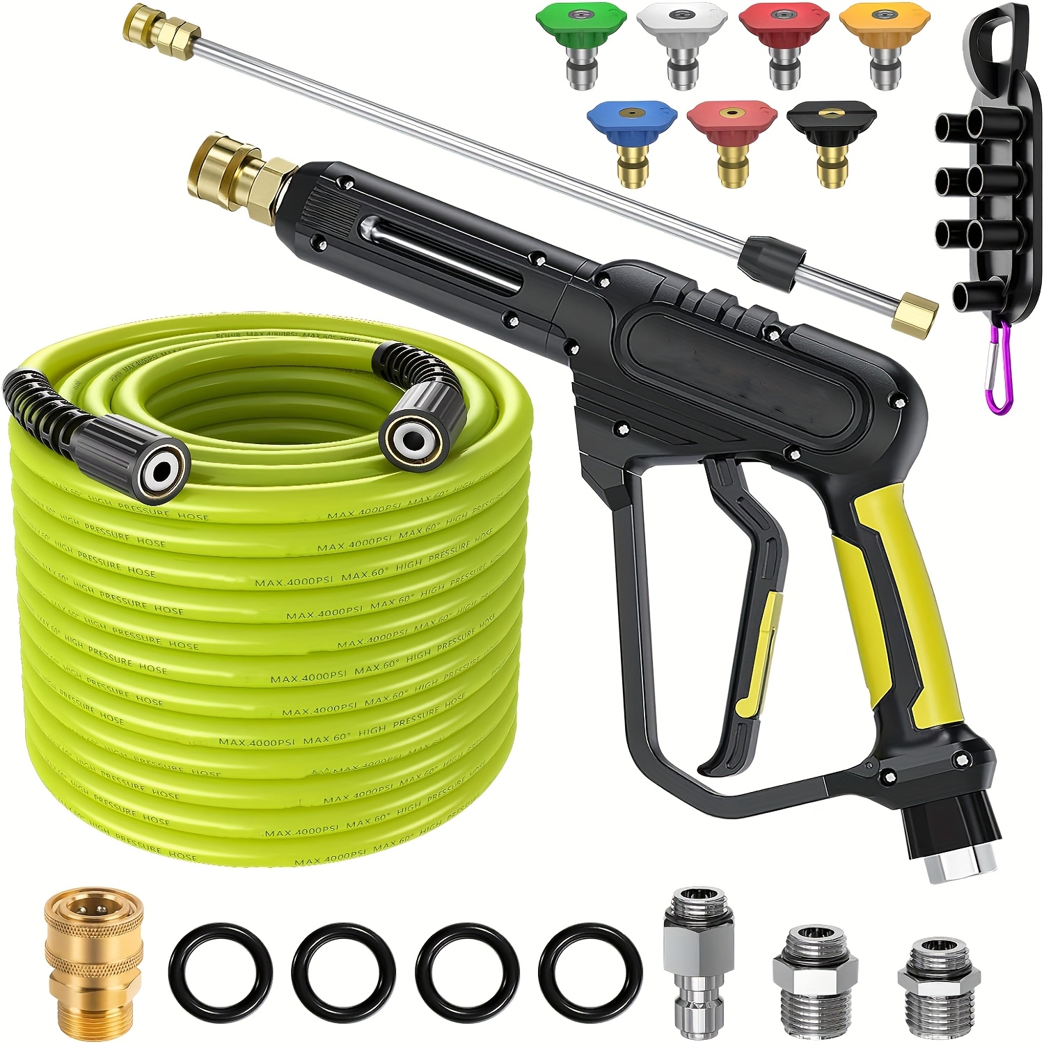 TEMU High-pressure Washer Spray Gun And Hose 3600 Psi, Phigh-pressure Washer Hose 50 Feet And Spray Gun, /8 Inch Quick Connect Swivel Fitting, M22