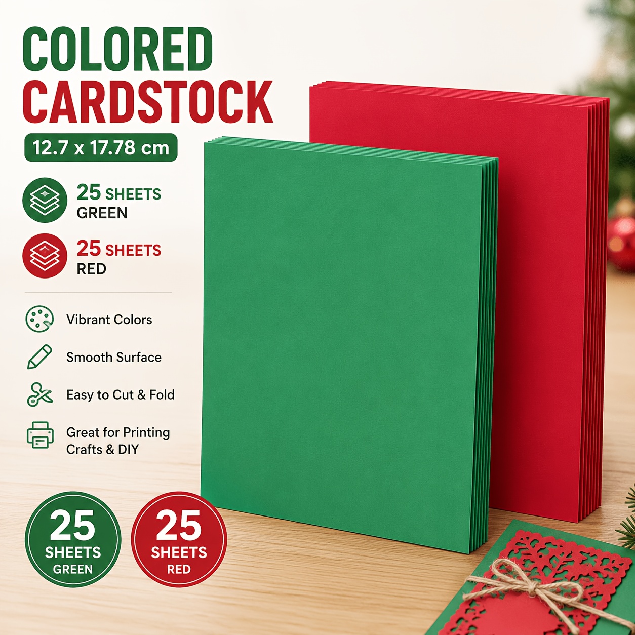 TEMU 50 Feuilles de Papier Cartonné Épais Mandik pour Bricolage de Noël, Papier Bâtiment avec Revêtement Épais Cire pour Scrapbooking, Fabrication de
