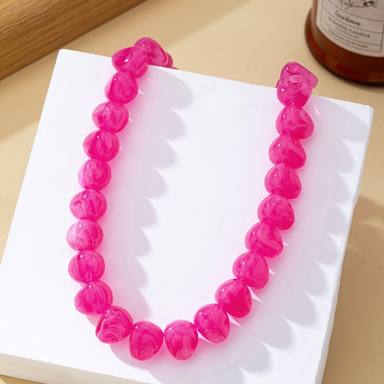 TEMU 1pc Fashionable Bohemian Acrylic Bead Necklace Suitable For Women' Vacation Party Wear