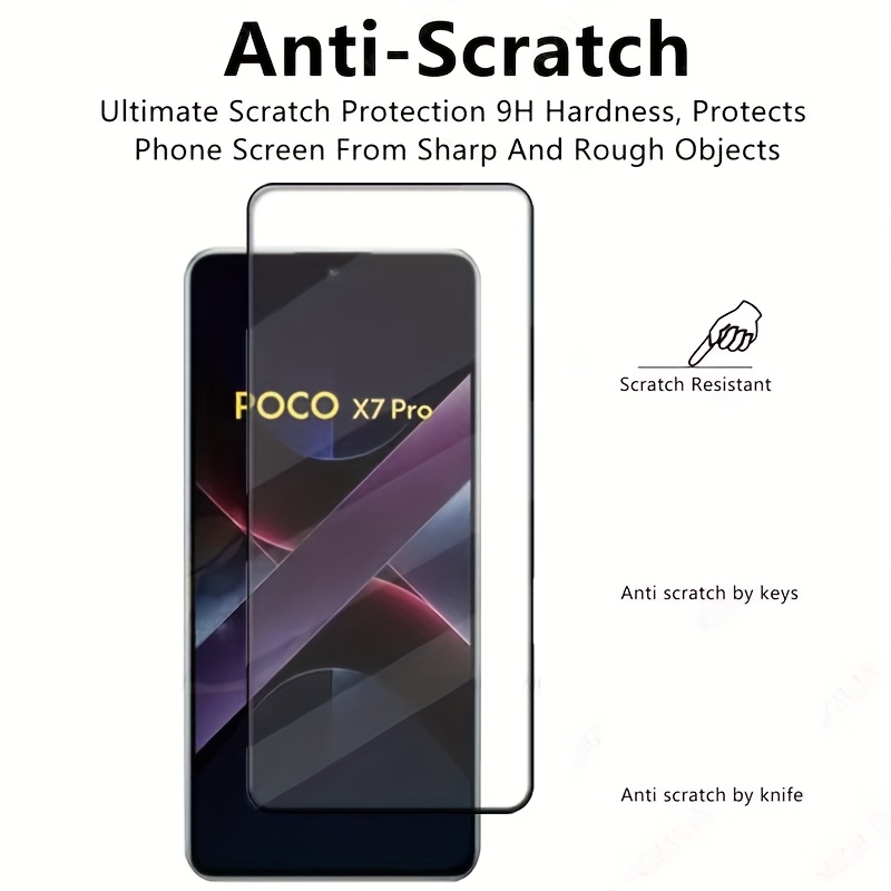 Akcoo Screen Protector for Xiaomi POCO X7 5G (Not for Pro), Tempered Glass UV Set - 3 Pack, Edge to Edge Coverage, Scratch Resistant, Touch Sensitive, Fingerprint-ID Support