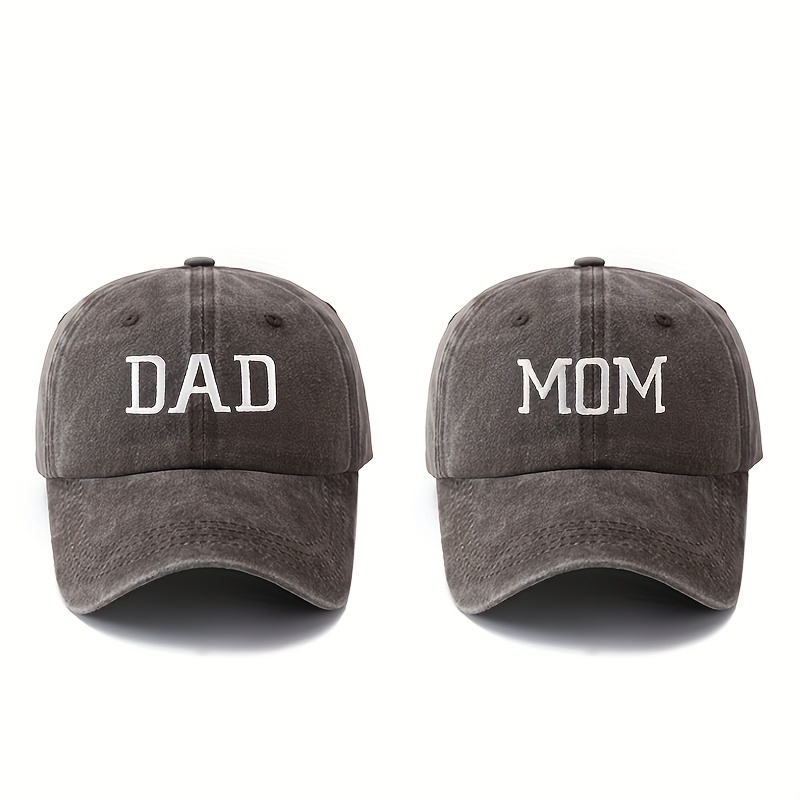 TEMU 2 Top Dad And Mom Baseball Caps, Classic Embroidery Style Dad Mom Curved Brim Hat, Show Atmosphere Duckbill Cap.woven Fabric.