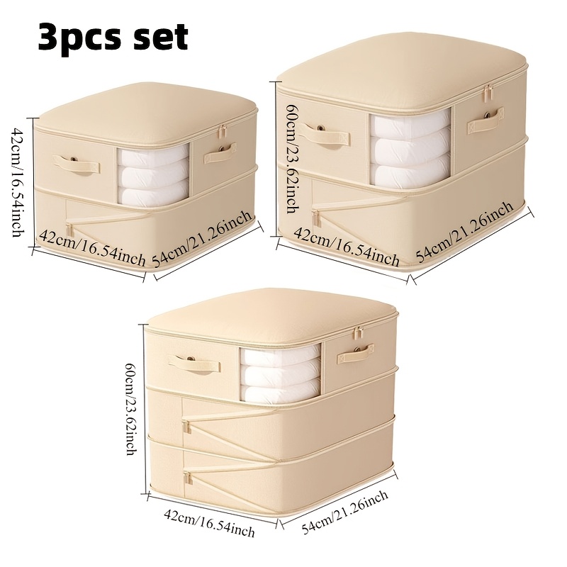TEMU [vacuum Compression Bags] 3pcs Set Large-capacity Portable Compressible Storage Bags, Compression Organizer Bags For Clothes And Quilts, Closet