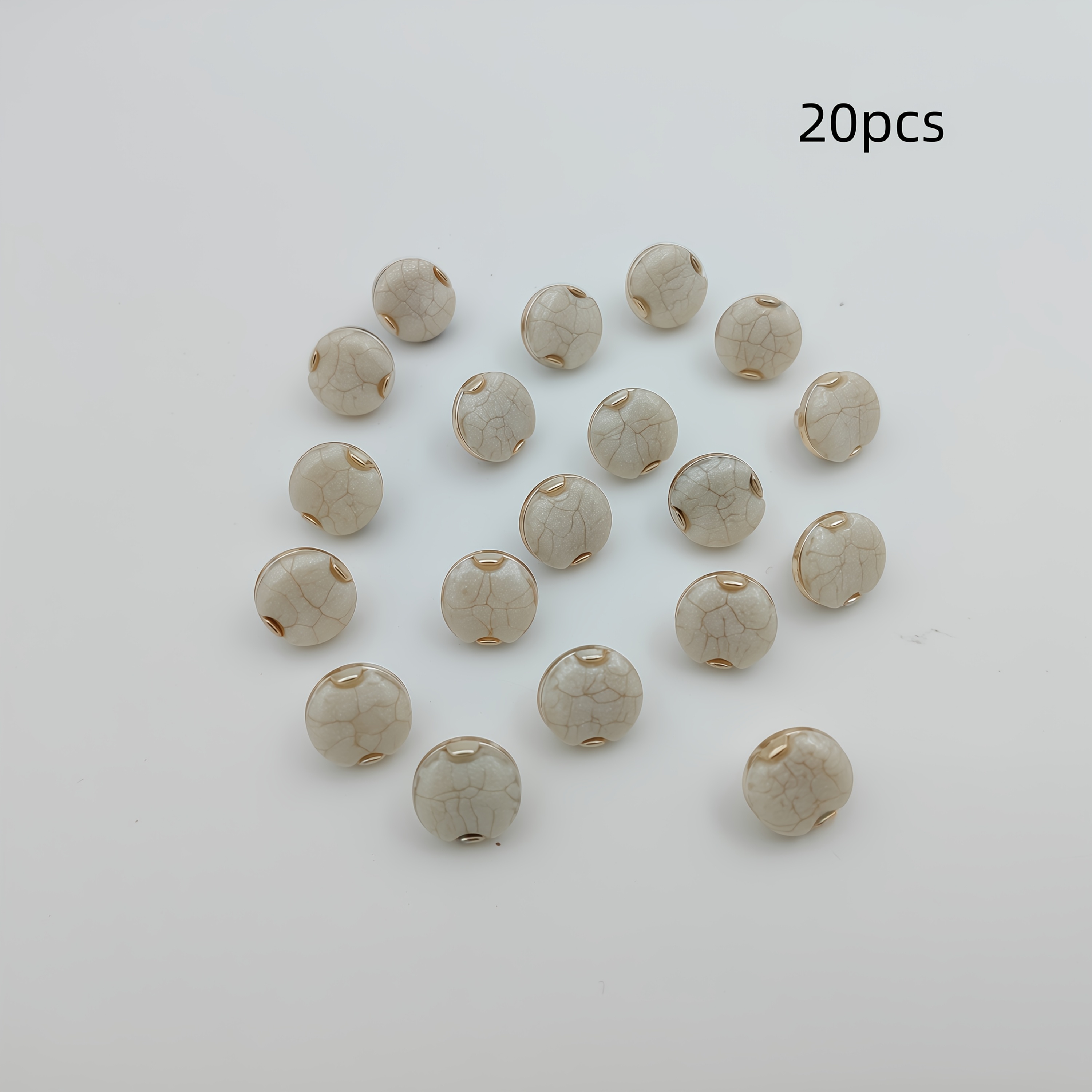TEMU 20 piezas/1.3 cm Botones redondos de plástico minimalistas de estilo bohemio, de moda y a tendencia, botones blancos, botones dorados y blancos