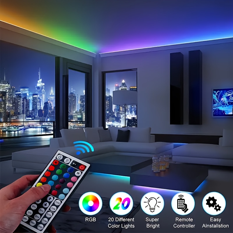 40m-131ft LED Strip Lights Infrared Remote RGB Lighting Decorationg Living Room Atmosphere Light Ribbon Flexible Lamp Decor String, USB Powered, Ideal for TV Background, Bedroom Ambiance & Party Decorations Halloween Christmas Birthday Gifts