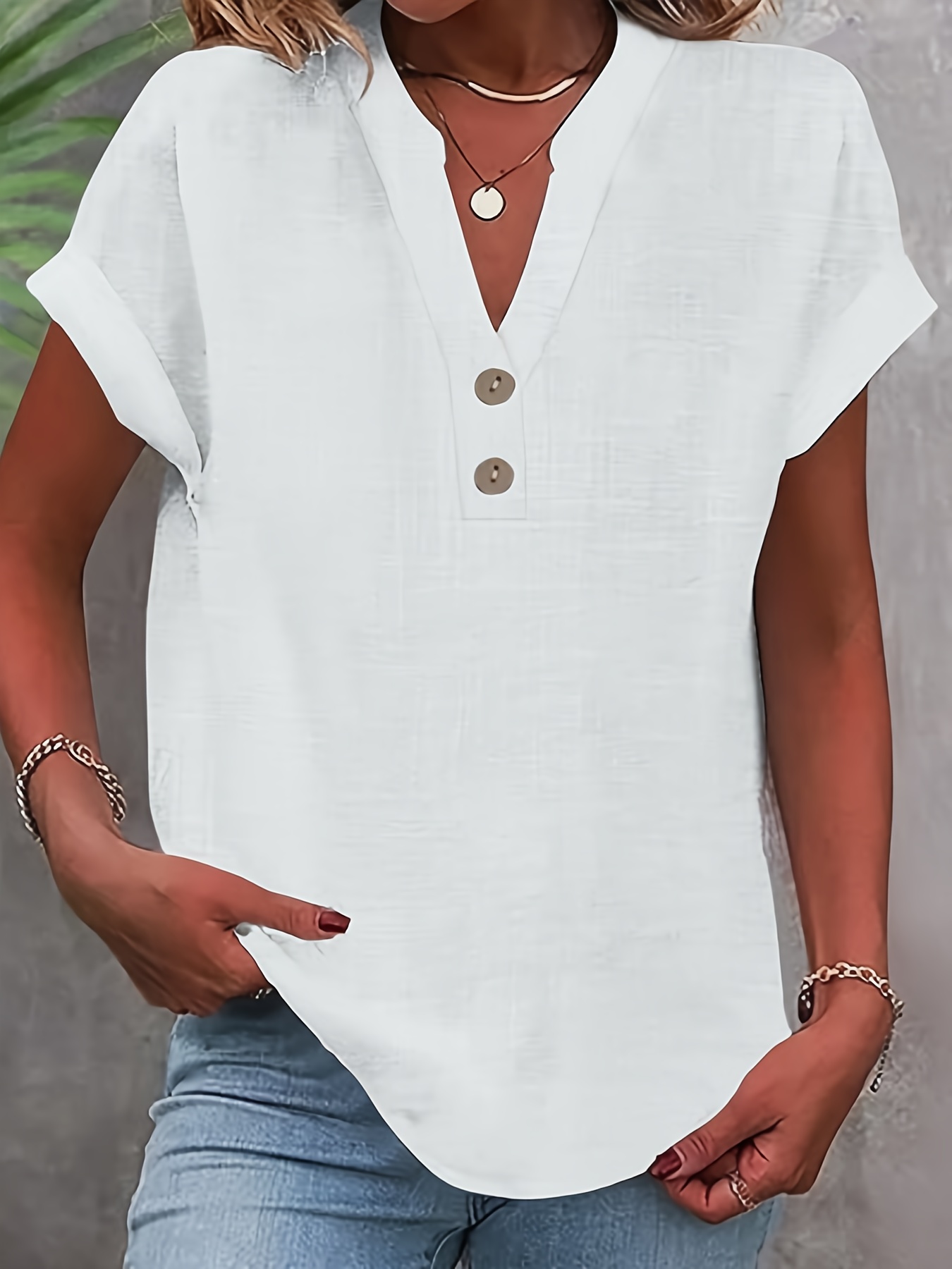 new solid color short sleeve elegant tops for womens spring and summer versatile and stylish
