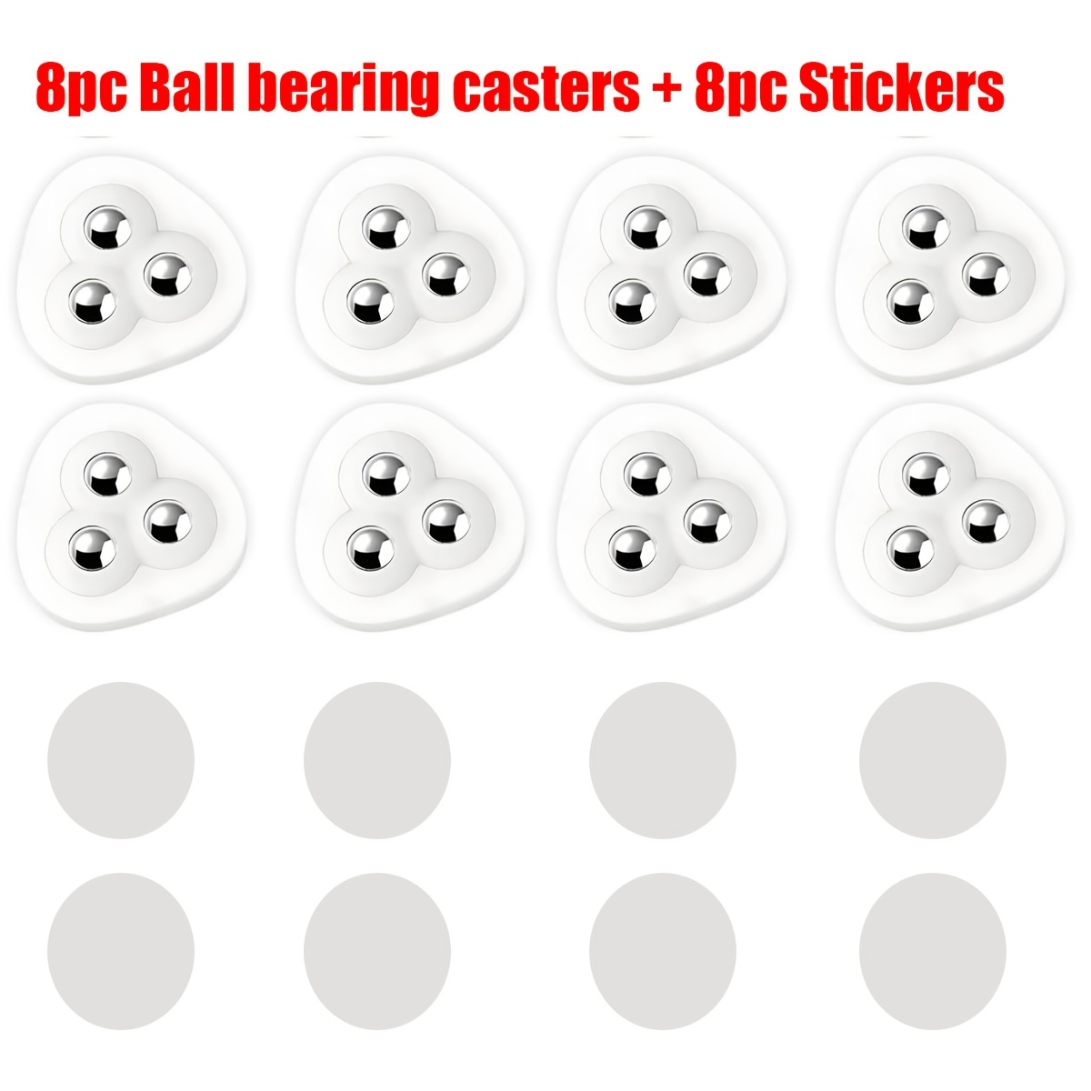 Image of 16pcs Set Of Kitchen Appliance Casters (8 Ball Casters + 8 Patch Casters), 360° Rotating Casters For Kitchen Utensils, , , Suitable For Air Fryers, Coffee Makers, Blenders, Ovens, Storage Boxes, Etc.