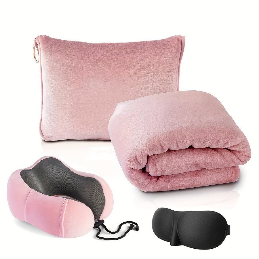 travel pillow blanket set sleep mask soft Temu