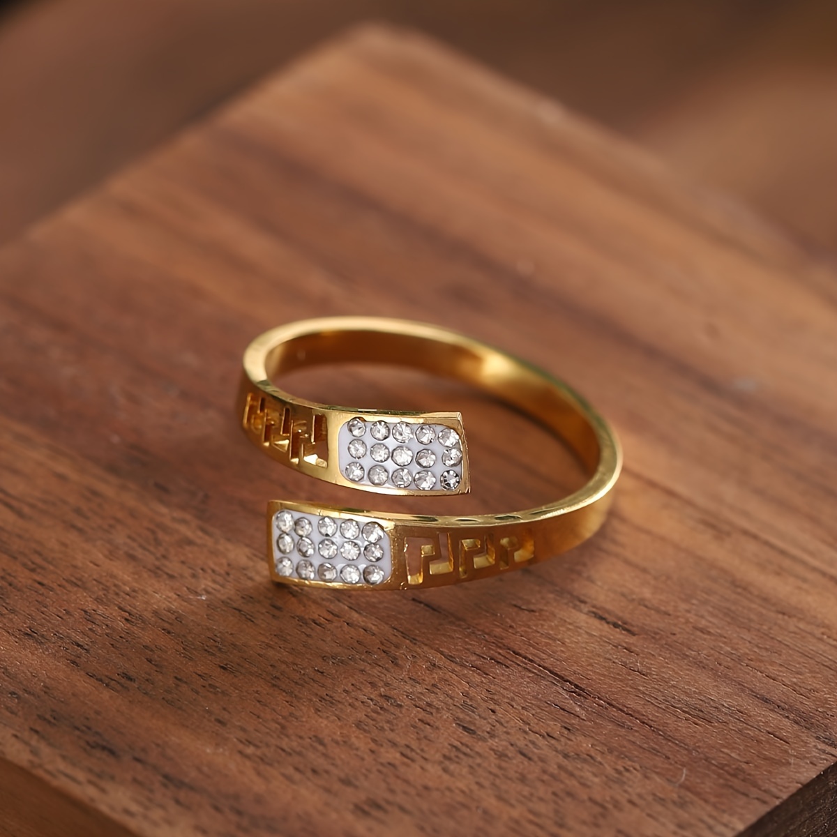 Vintage Inspired Rhinestones Stainless Steel Ring