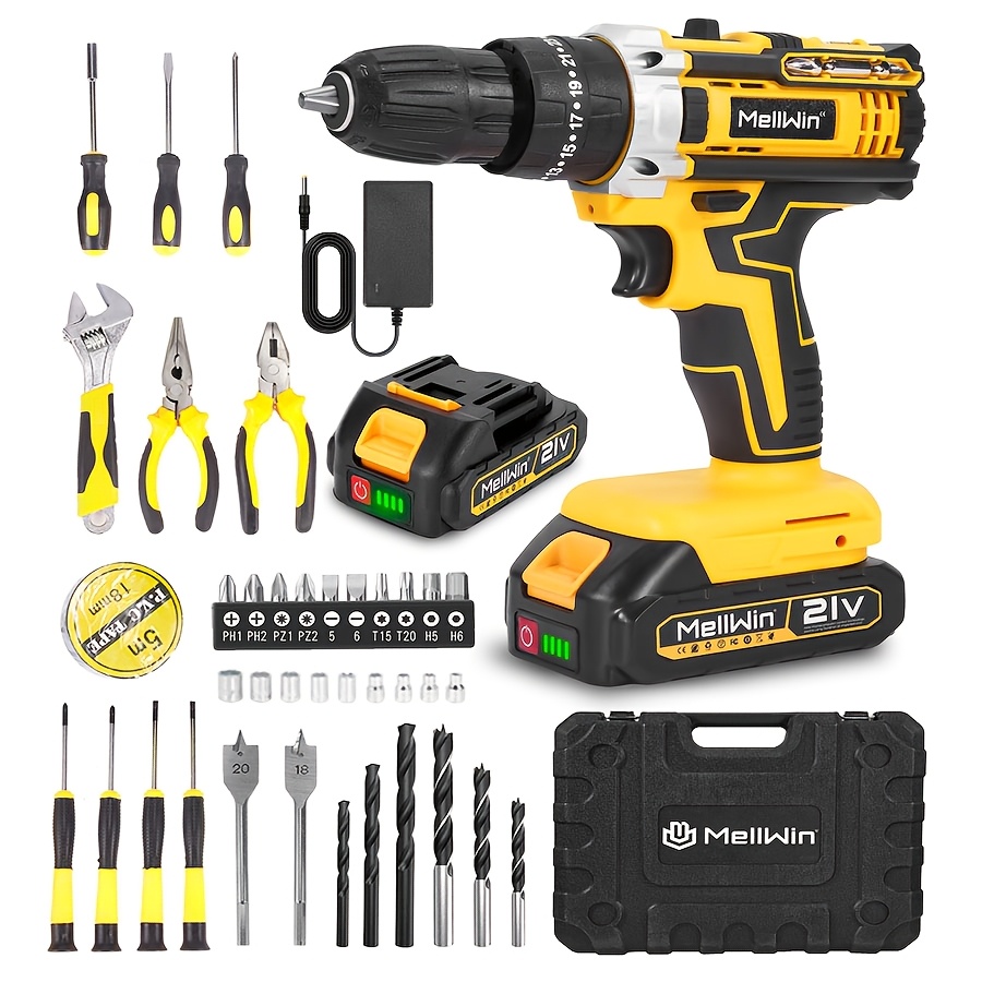 Image of Electric Drill Tool Set, 25 Gears + 3 Functions, Electric Screwdriver Tool Kit, Suitable For Home Improvement Drilling Tools, Family Essential, Holiday Gift Set