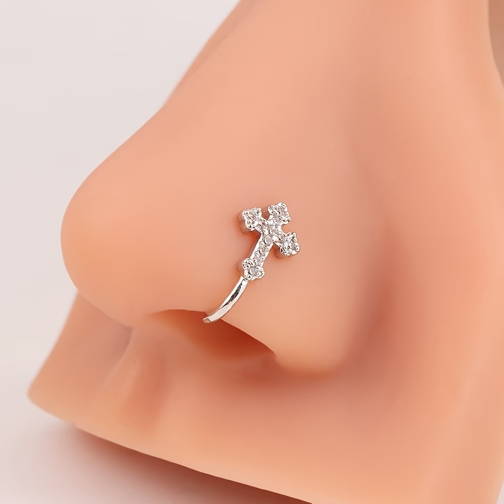 Image of 1 Stylish Cross-shaped Nose Clip, Simple U-shaped Nose Ring, A Nose Accessory That Requires No Piercing