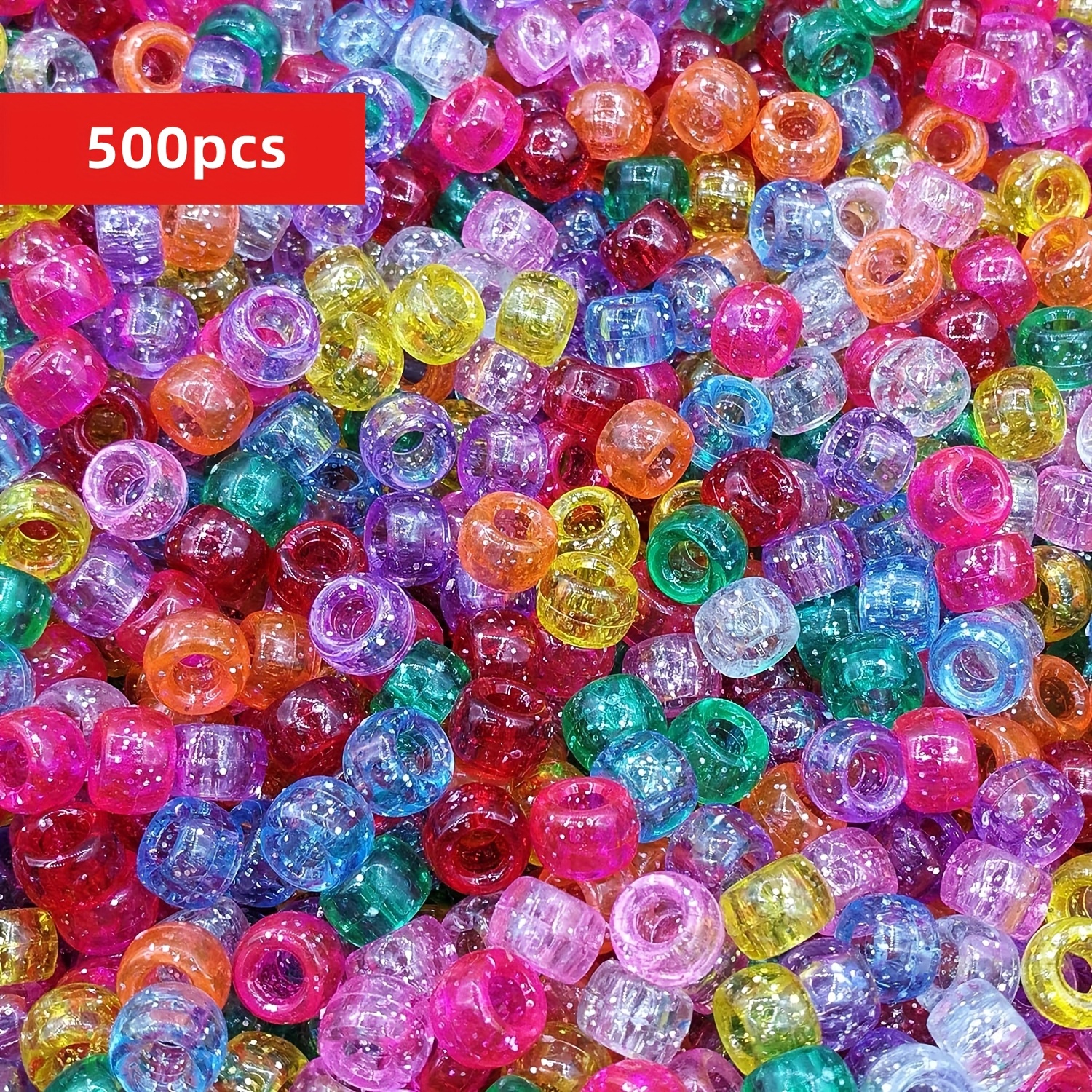 E-shop 1000/500 Stück 6x9mm Glitzernde Transparente Mischfarben Kunststoffperlen - DIY Bastelbedarf & Schmuckzubehör