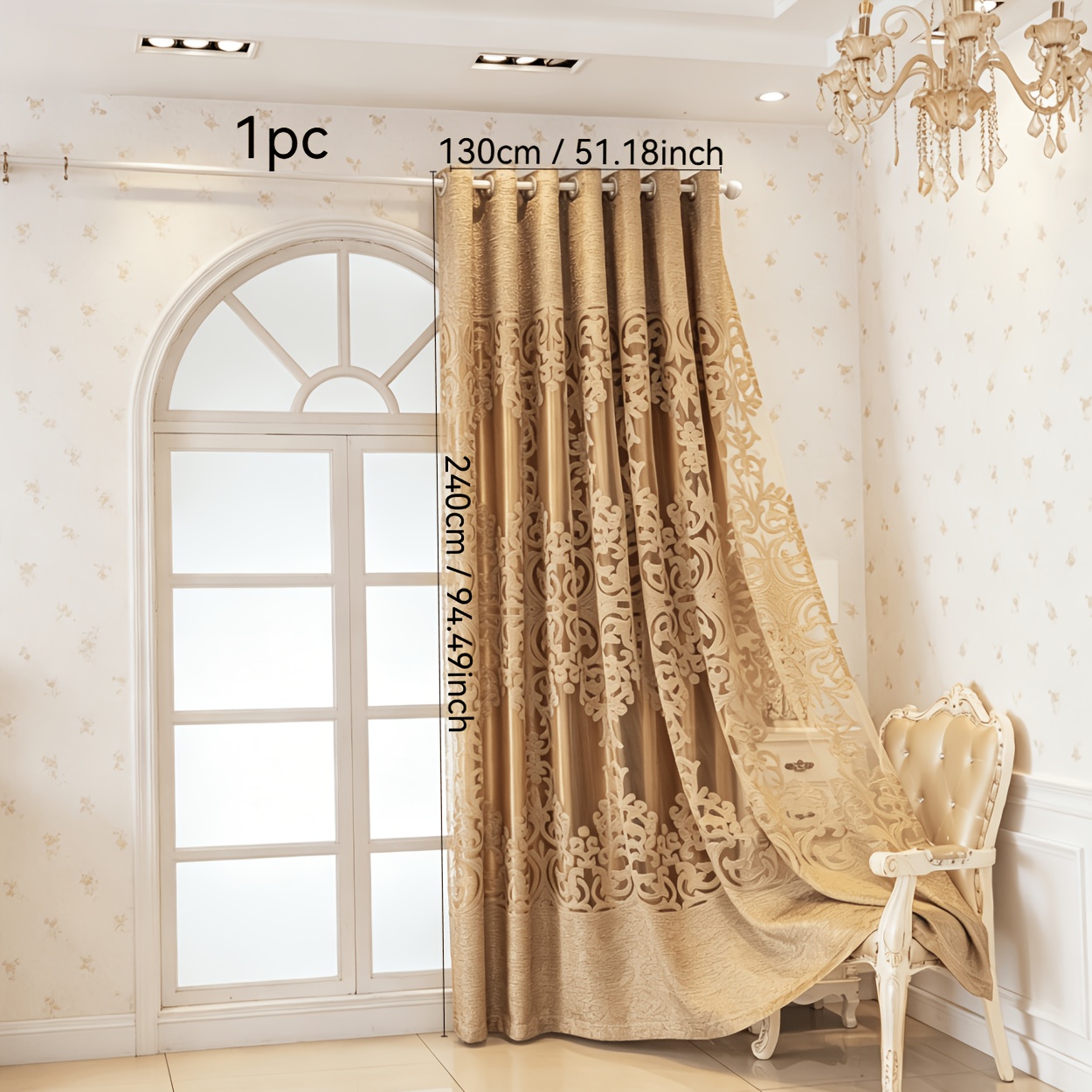TEMU 1pc, High-end Hollow Jacquard, Double-layer Fabric With Added Cloth, Blackout Finished Curtain. Suitable For European, American And French