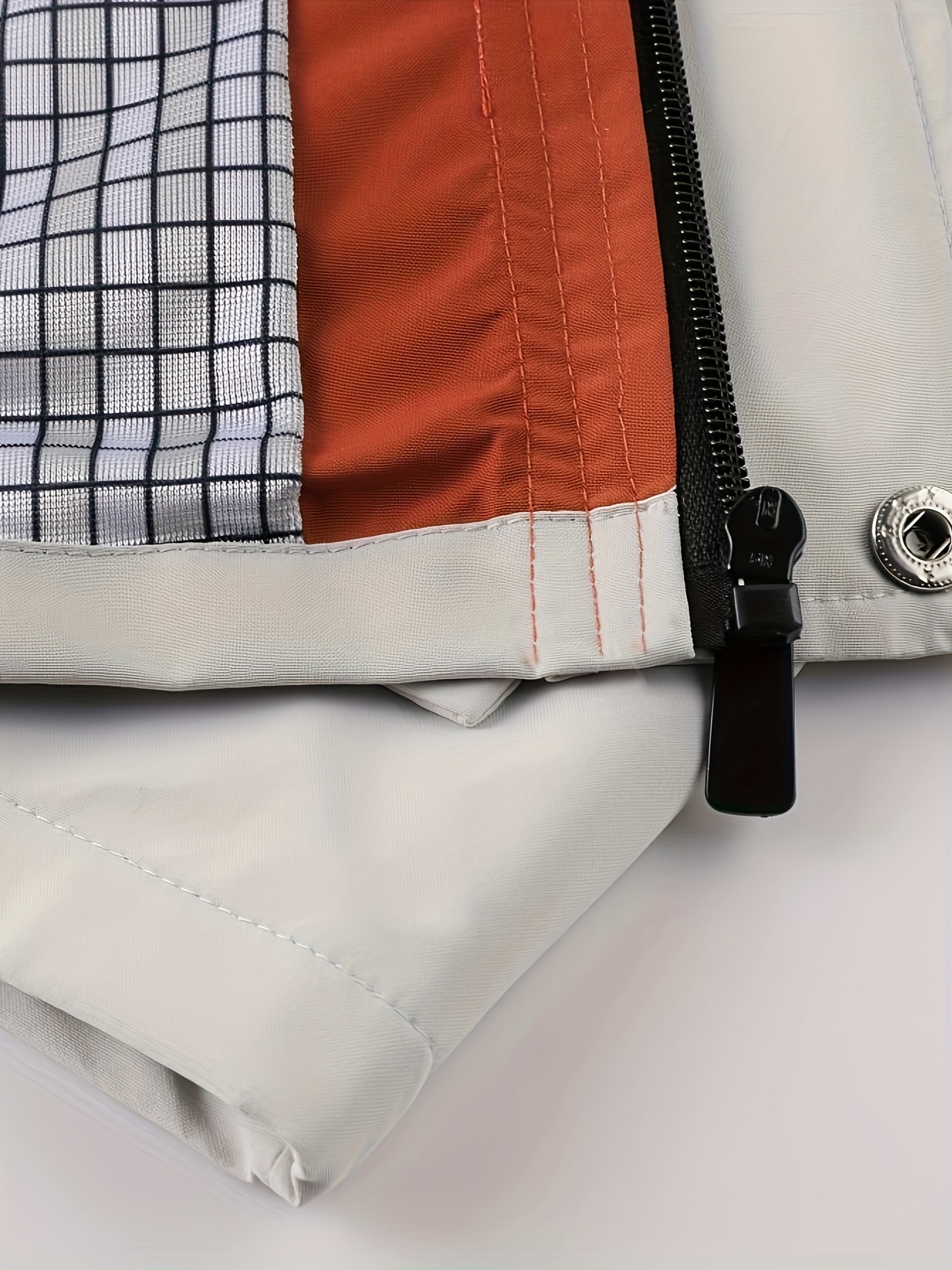 Chaqueta con capucha casual para hombre, diseño de moda al aire libre con múltiples bolsillos, contraste de colores, doble bolsillo - chaqueta ligera de cuadros para primavera y otoño, ropa moderna urbana, costura de alta calidad, tejido de poliéster, estilo callejero