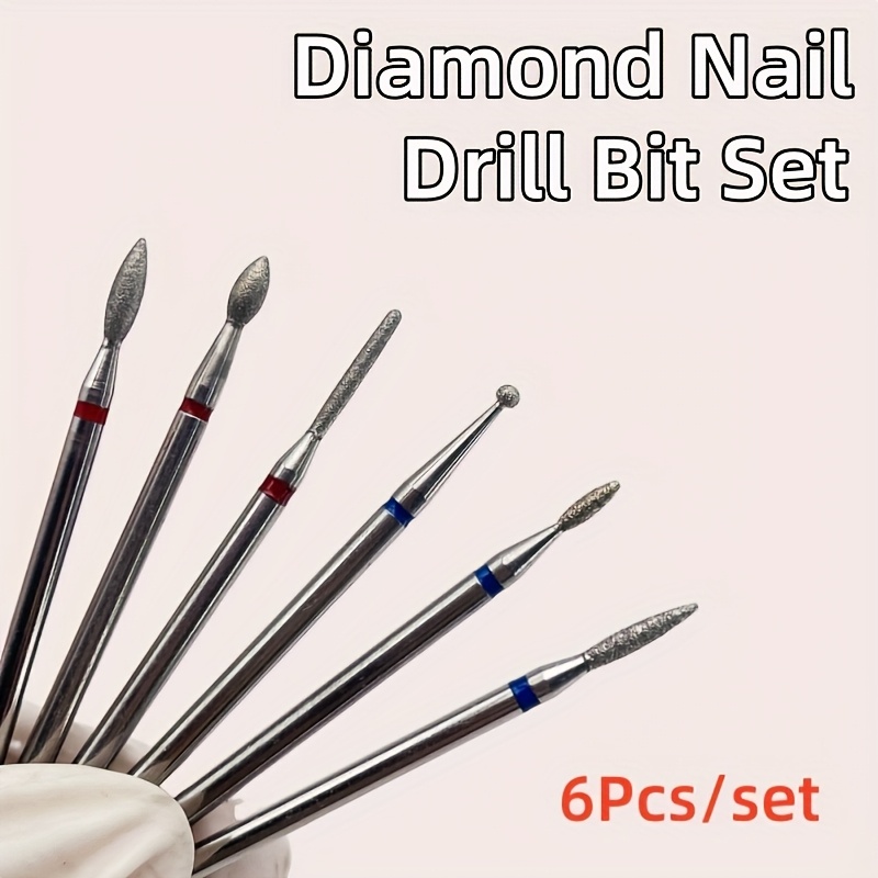 6pcs Drill Bit Set - Cuticle And Dead Skin Removal, Including Needle, Ball, Flame, Cylindrical, Cone, Suitable For Manicure And Pedicure Pretreatment, Drill Bit Set