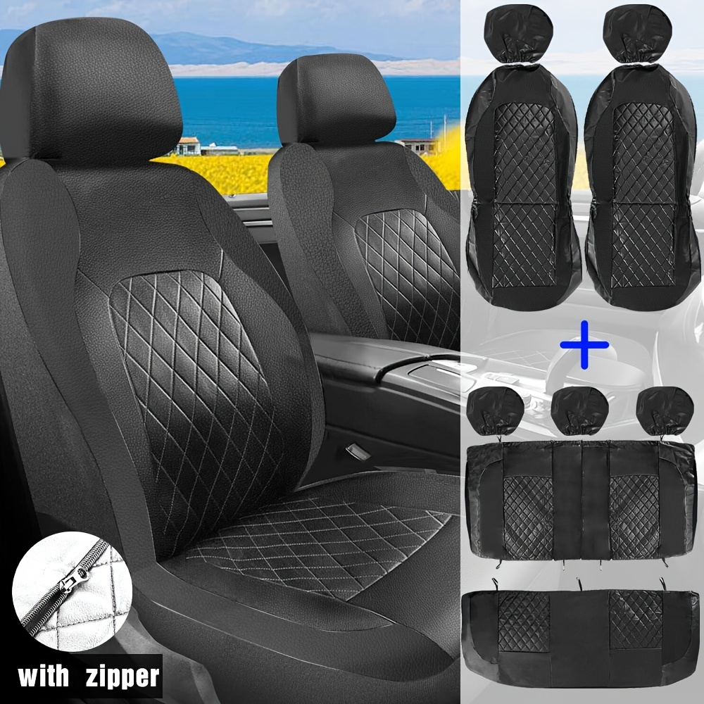 TEMU Car Seat Covers Full Set, 5 Seats Universal Seat Covers For Sedan, Waterproof Pu Leather Auto Seat Protectors, Front And Rear Seat Protectors, Not Fits Truck/suv/pickup