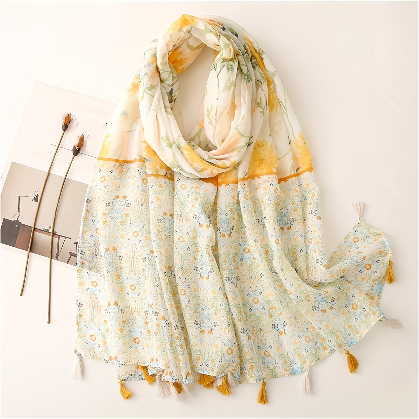 Rectangular Trendy Printed Beach Scarf for Women
