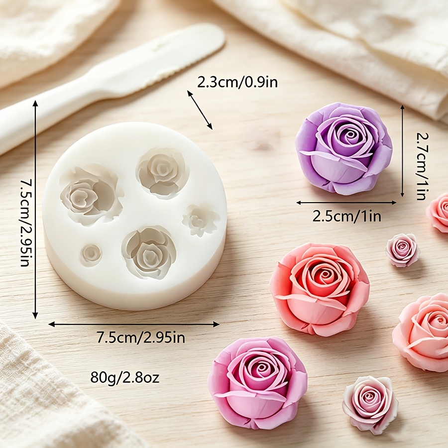TEMU Rose Silicone Mold Suitable For Clay & Resin Crafting - Resistant Diy Mold With Rose Molds, Easy Demolding For Epoxy Resin, Wax, Soap Making -