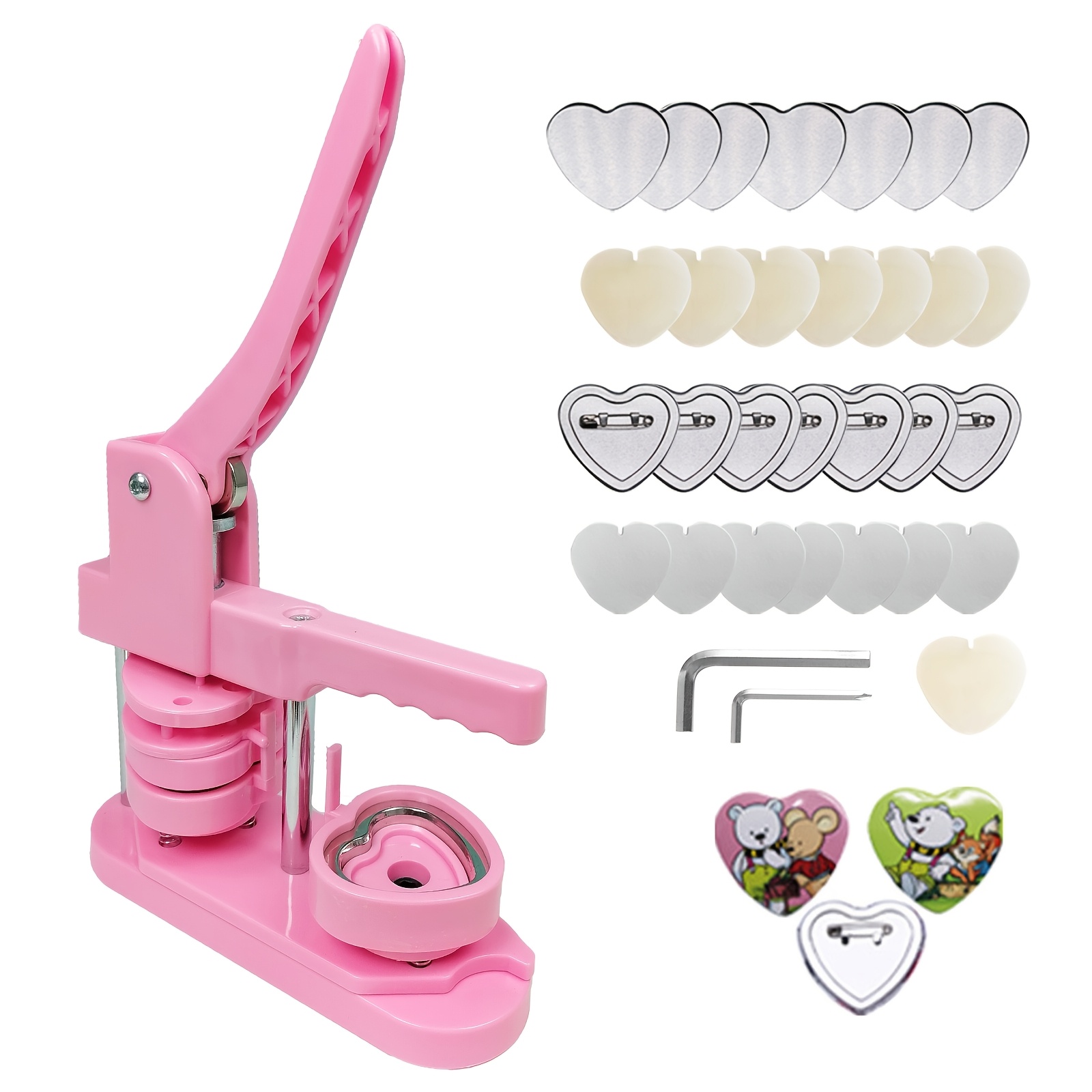 Badge Maker Machine Badge Button Press Badge Punch Press Machine Heart Shaped Diy Pin Button Maker Machine Badge Punch Press With 100pcs Button Parts