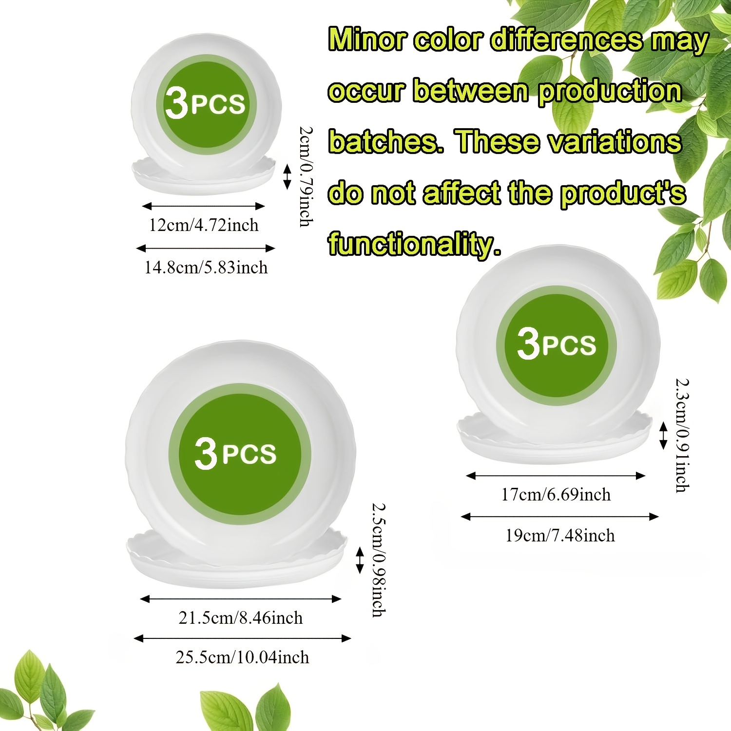 TEMU Lot de 9 soucoupes de plantes rondes et ondulées en plastique blanc, plateau d'égouttage durable pour pots de fleurs et plantes pour jardin,