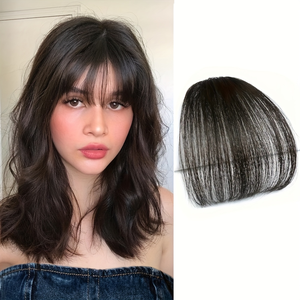 women s synthetic straight bangs hairpiece - natural-looking air bangs for short hair,  -  accessory,   everyday or special occasions, hair accessories, versatile hairpiece, sleek hairpiece,   hairpiece details 0