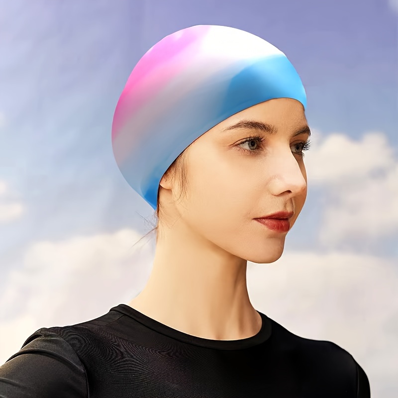 

Bonnet de bain en silicone style tie-dye, bonnet de bain en silicone pour adultes et adolescents - protège les cheveux et offre une grande élasticité