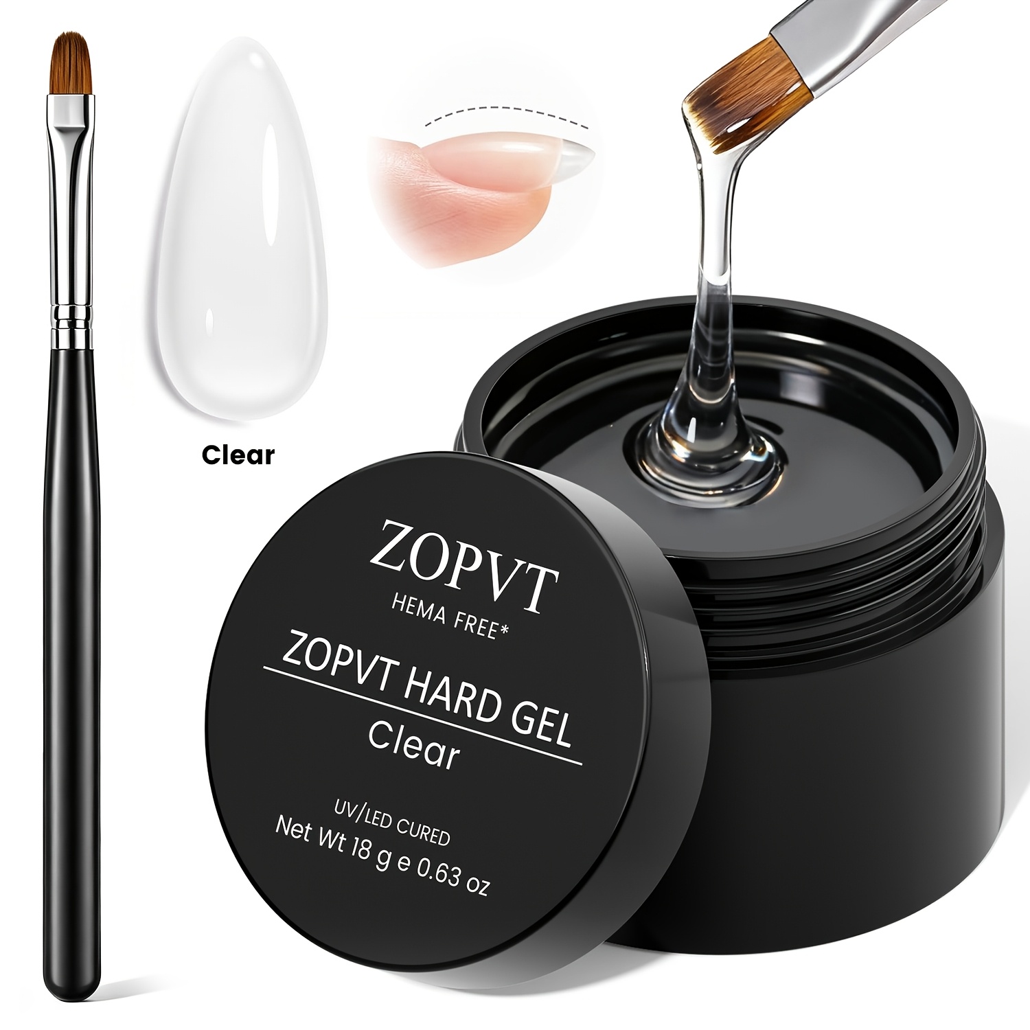 Image of Zopvt Hard Gel - 0.63 Oz /led Curing Sculpting Reinforcement Gel For Nail Extensions High Hardness Gel Kit