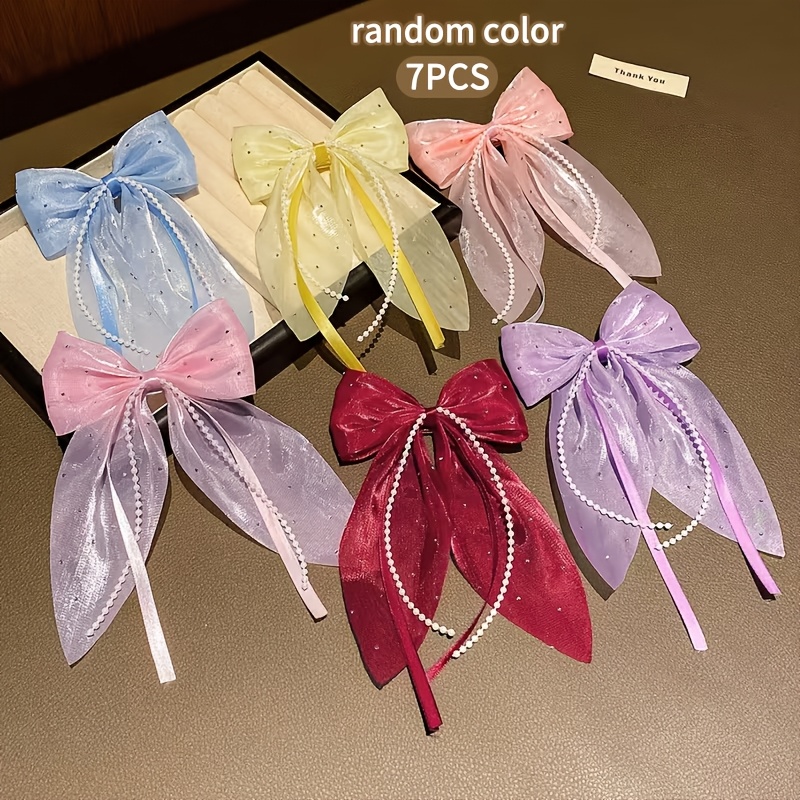 7   colorful fabric bow hair clips fashionable hair accessories suitable for daily use colors random details 1