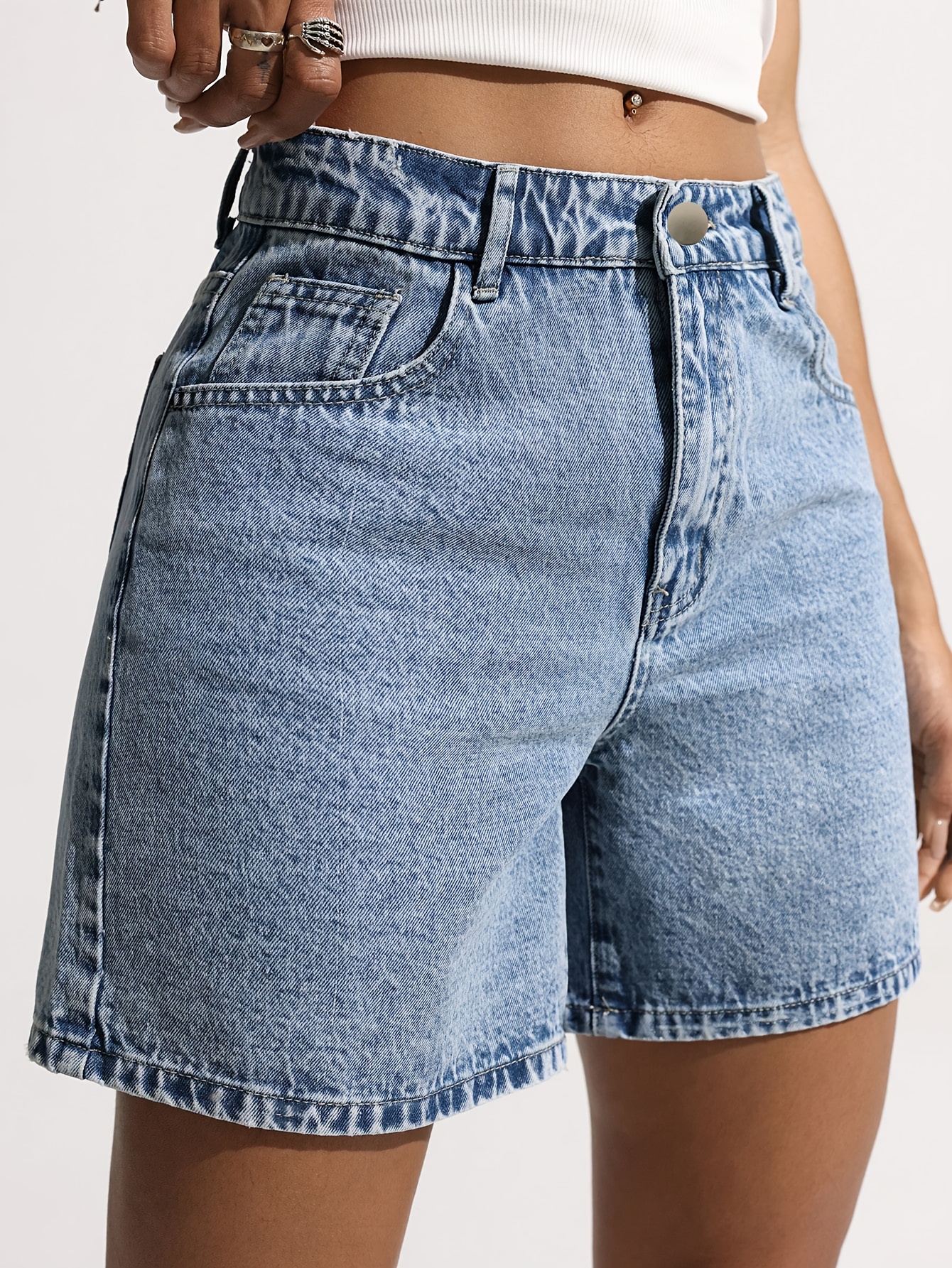 Women's Elastic Denim Shorts High Waist Spring Summer Stretch Drawstring  Jeans, Suitable for Women Streetwear