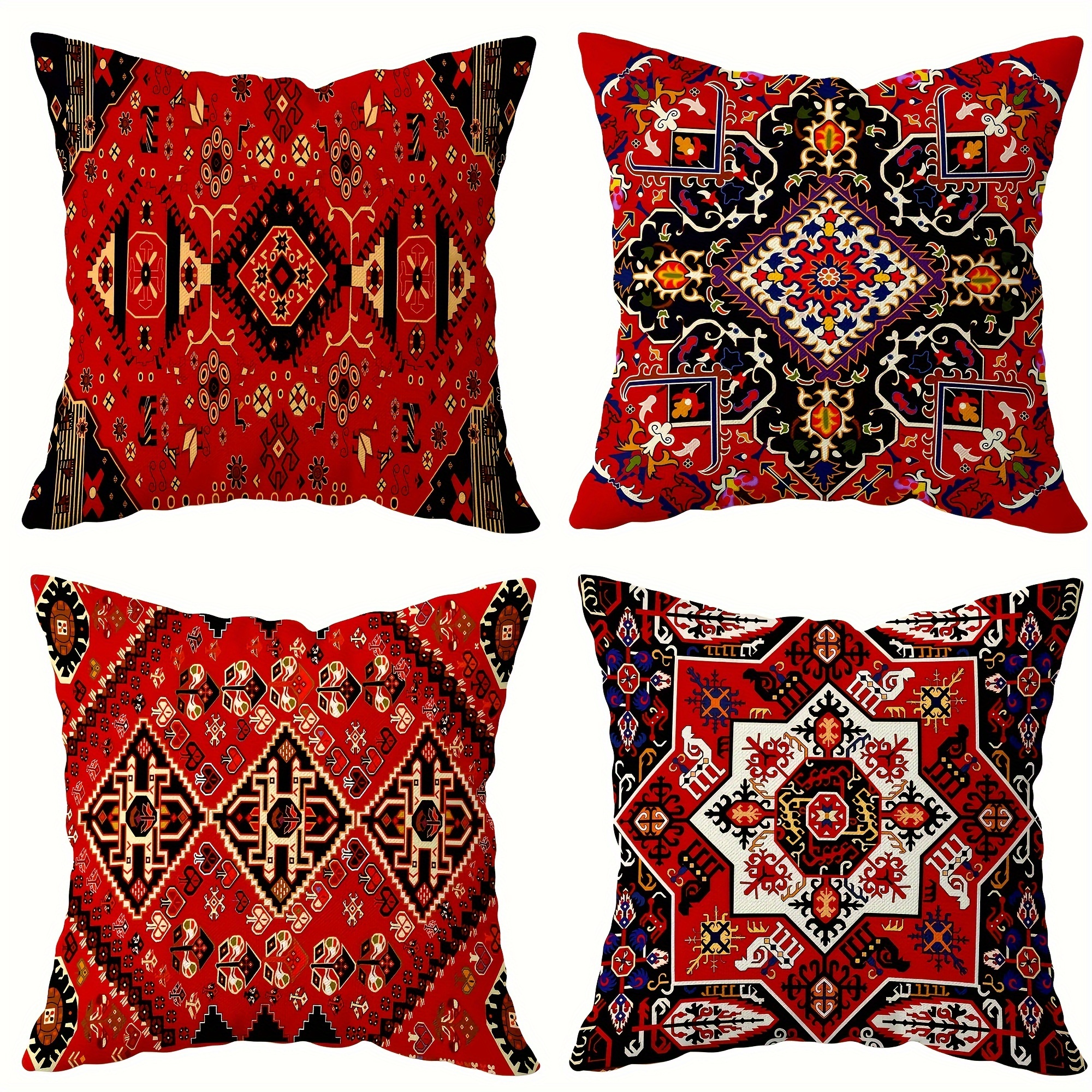 

- Red Set Of 4 - , 18x18 For & Bedroom Decor, Polyester