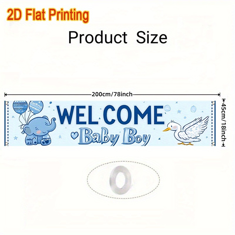 E-shop 1 Stück 2D flache Polyester "Willkommen Zuhause Baby Junge" Banner-Fahnen für draußen (3) – Ideal für Garten, Veranda, Wand, , Innen-