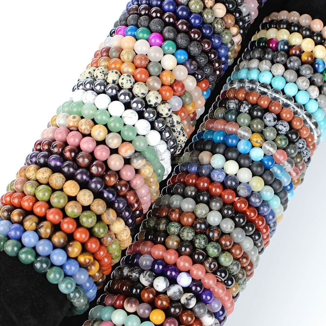 TEMU 10/ 20pcs Of Colorful Natural Stone Bracelets For Women And Men, With Multiple Color Combinations, Colorful Natural Stone Bead Bracelet Sets,