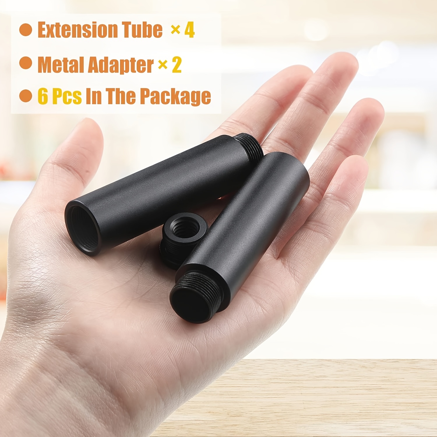 Audio Adapter 2-Pack Mic Stand Extension Tubes With Adapter - Aluminum Alloy Boom Arm Extenders Recording Equipment