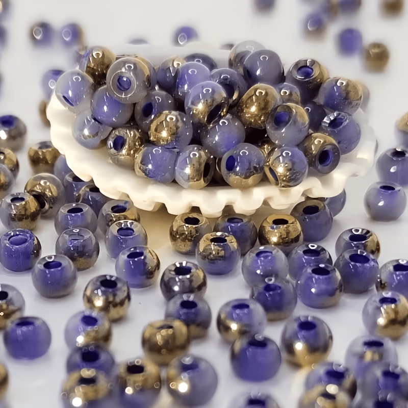380pcs Half-Golden Artificial Jade Beads, Round Spacer Beads