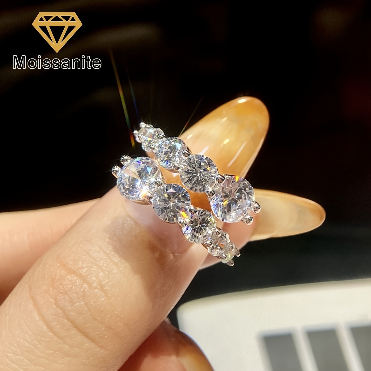 Women's Luxury 4Ct Moissanite Adjustable Ring, Engagement