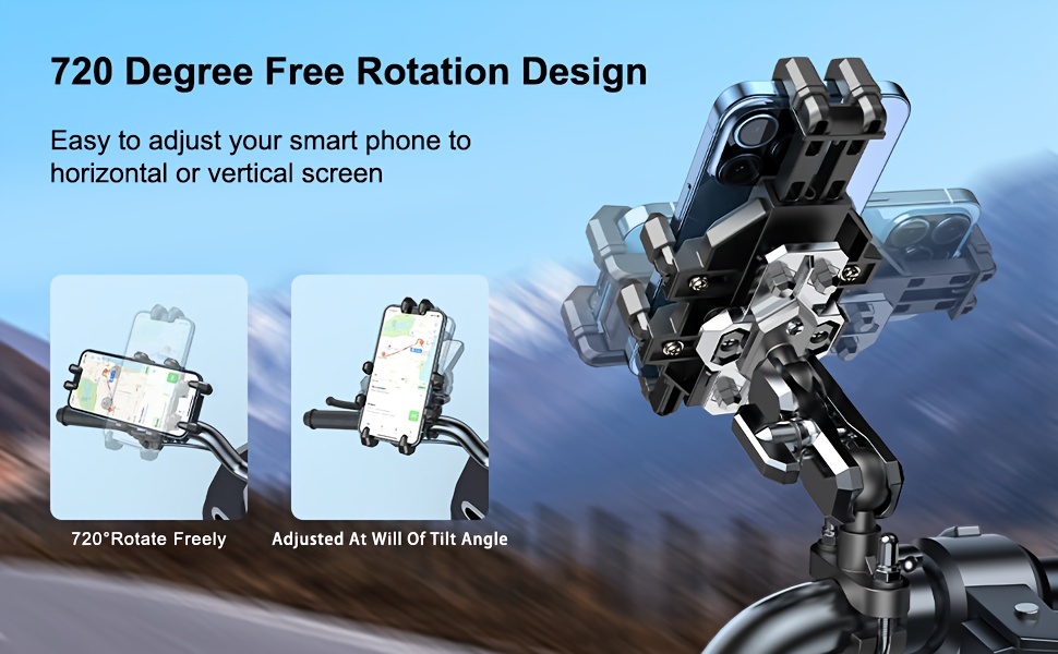universal phone mount holder adjustable for motorcycle bicycle scooter atv stroller fits 4 5 7 smartphones with lens protection handlebar attachment details 4