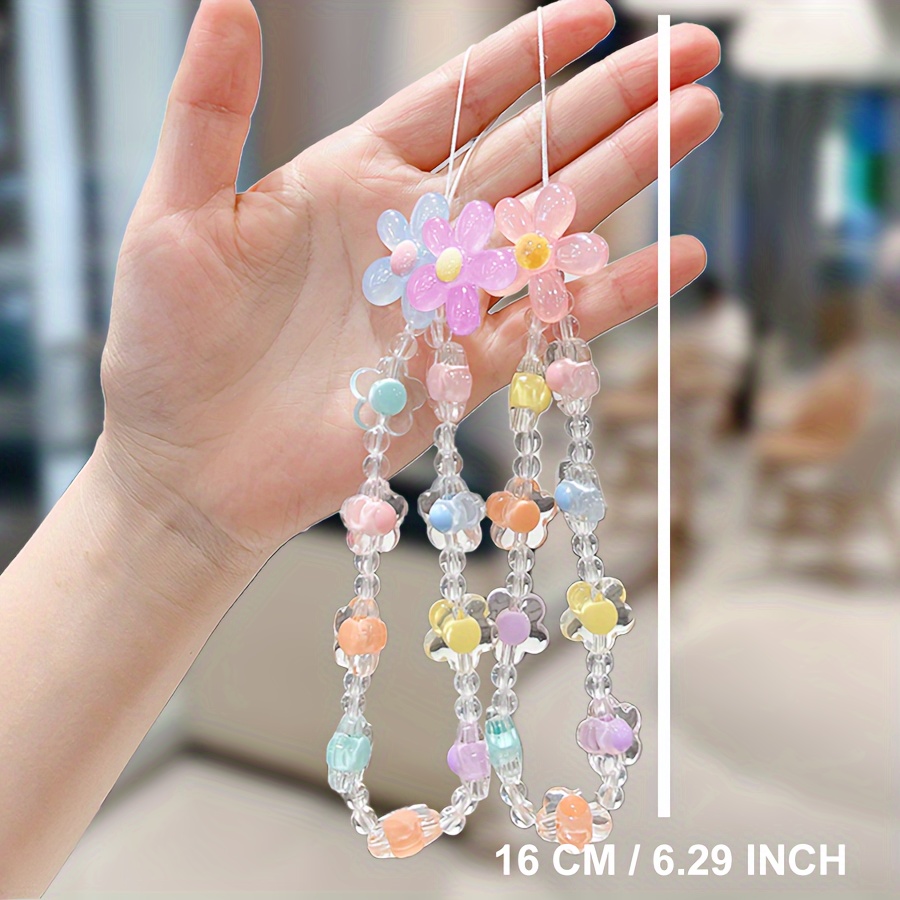 colorful flower phone strap fashionable pendant chain beaded - Temu