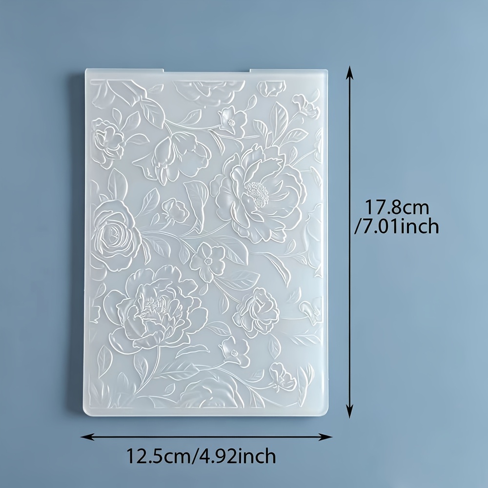 TEMU Pli à gaufrer 3D Rose Florale Feuilles de Fleurs Texture Plastique Gabarit de gaufrage pour la fabrication de cartes, le scrapbooking, les