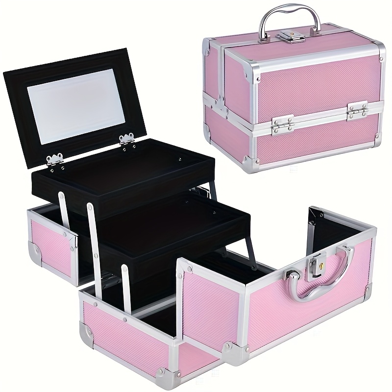 

1pc Aluminum Alloy Makeup - , Portable Cosmetic Organizer, Unscented, No Installation Required