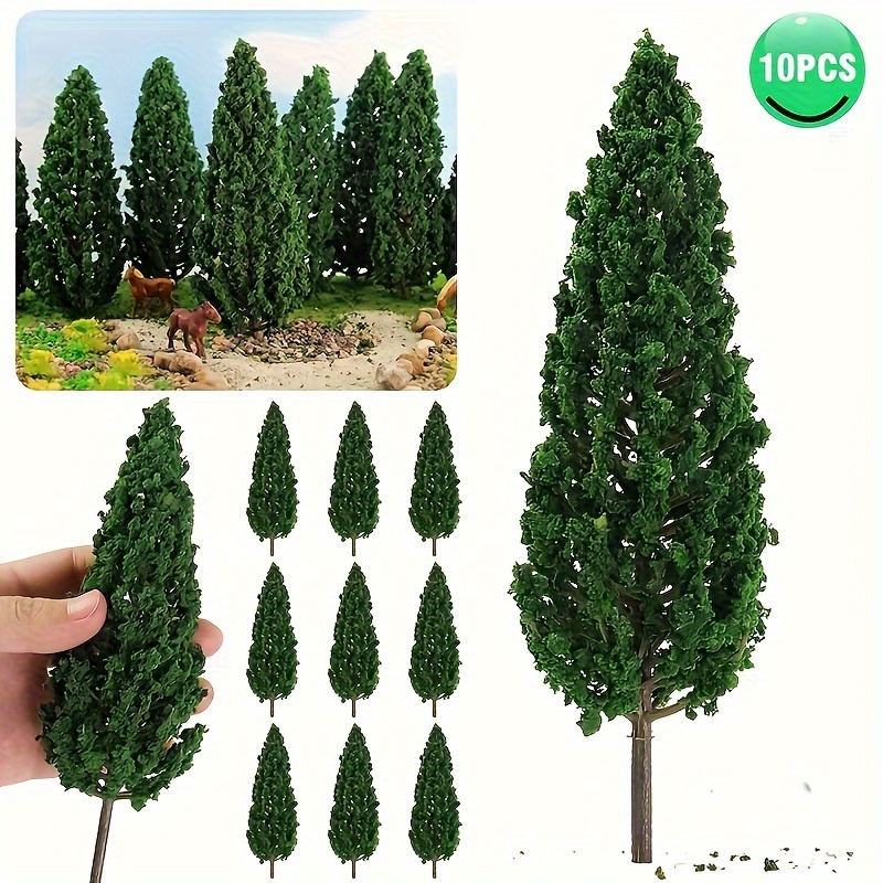 

10pcs, Miniature Artificial Pine Trees, Plastic Model For Train Scenery & Architectural Layouts, Decorative Craft Supplies, Greenery Landscape Props