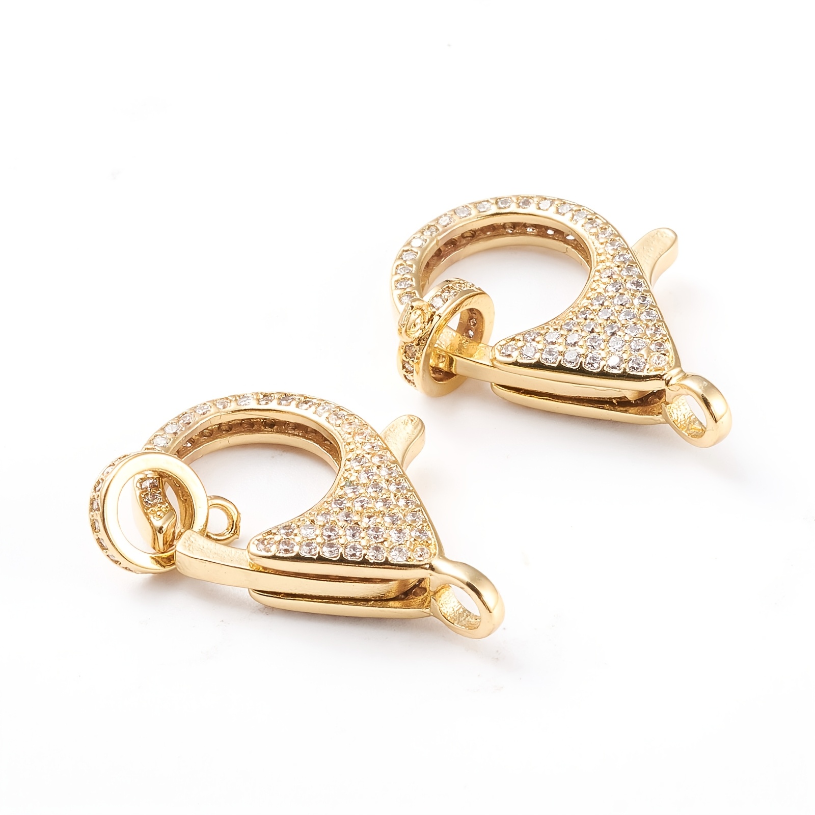 TEMU 3 piezas de cierres de garra de langosta de latón en oro de 18K con micro pavé para pulseras, collares y joyería, tamaño 26.4x18.5x6mm, agujero: