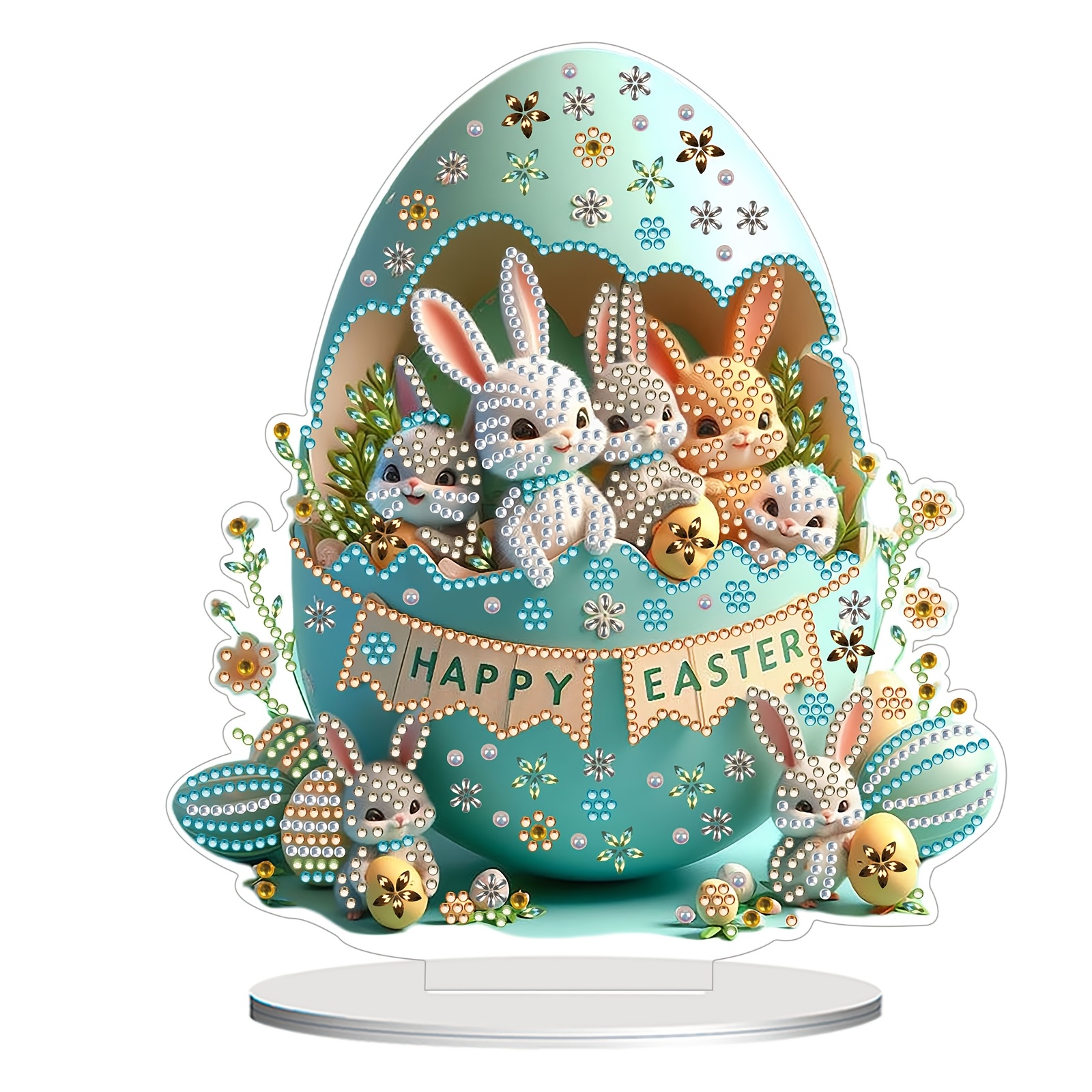 

Diy Diamond Painting Acrylic Easter Decoration Kit - Bunny In Egg Design, Irregular Shaped Diamonds, Ideal For Desk And Coffee Table Decor, Creative Gift