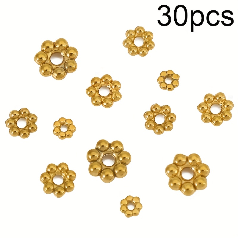 30pcs Never Fade Stainless Steel Beads Bulk Lot 3mm 4mm 5mm 6mm Pvd Loose Spacer Beads For Jewelry Necklace Bracelet Making