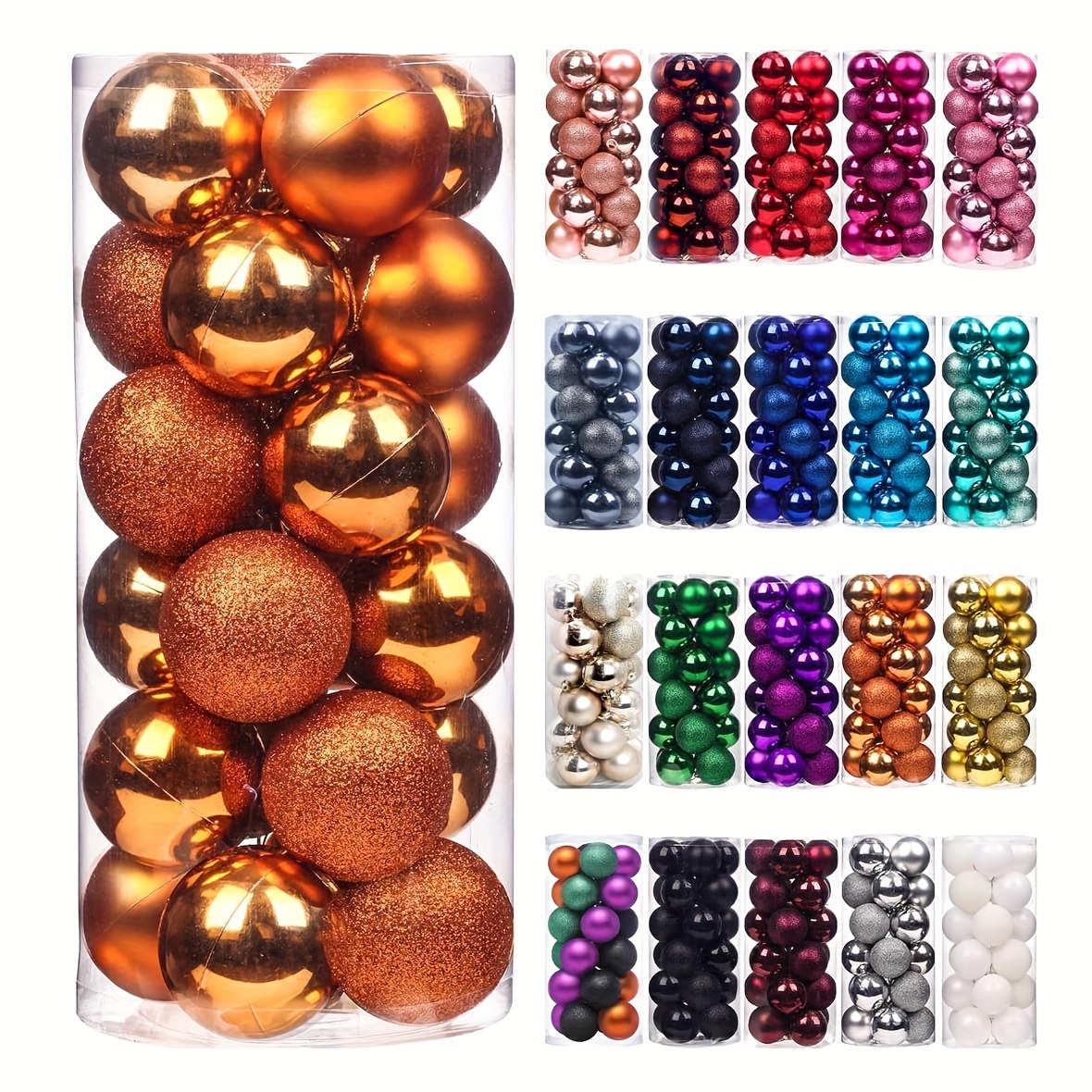 

1.18"/1.57"/2"/2.36" Christmas Ball Ornaments, Anti-break Christmas Tree Hanging Balls Decorations Holiday Wedding Christmas Decorations (random Delivery Of Golden And Silvery Two-color Hat Covers)