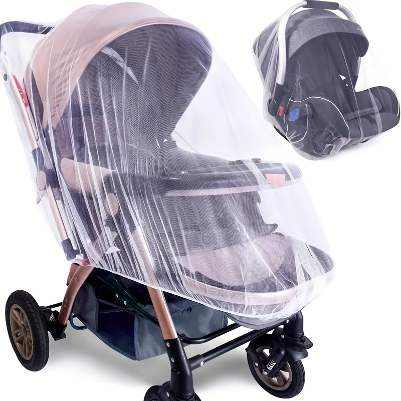 Durable White Baby Carriage Mosquito Net - Breathable Polyester Mesh for Strollers, Bassinets & Portable Cribs - Perfect for Outdoor Use with Kids