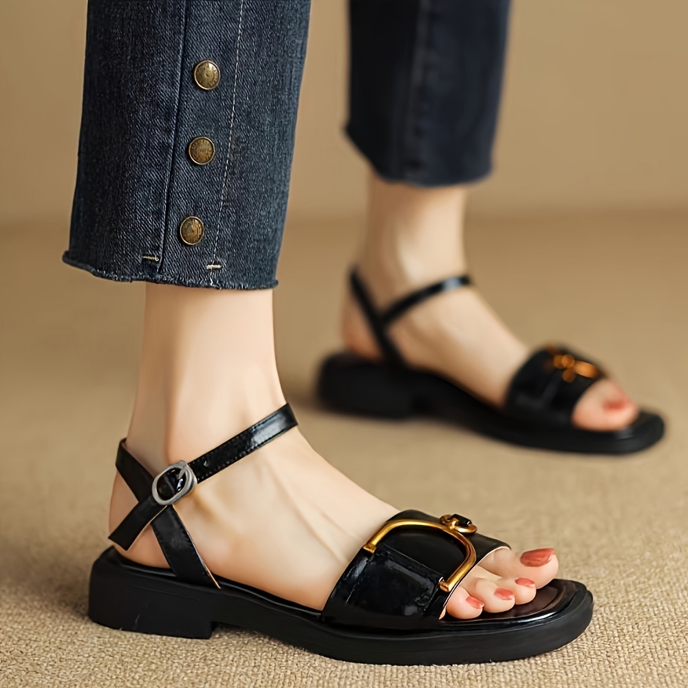 mules élégantes pour femmes (fermeture à boucle) - sandales à semelle plate en caoutchouc, talon court et bout ouvert - //// - décontractées et adaptées à toutes , faciles à entretenir et design durable | Les Meilleures | Temu