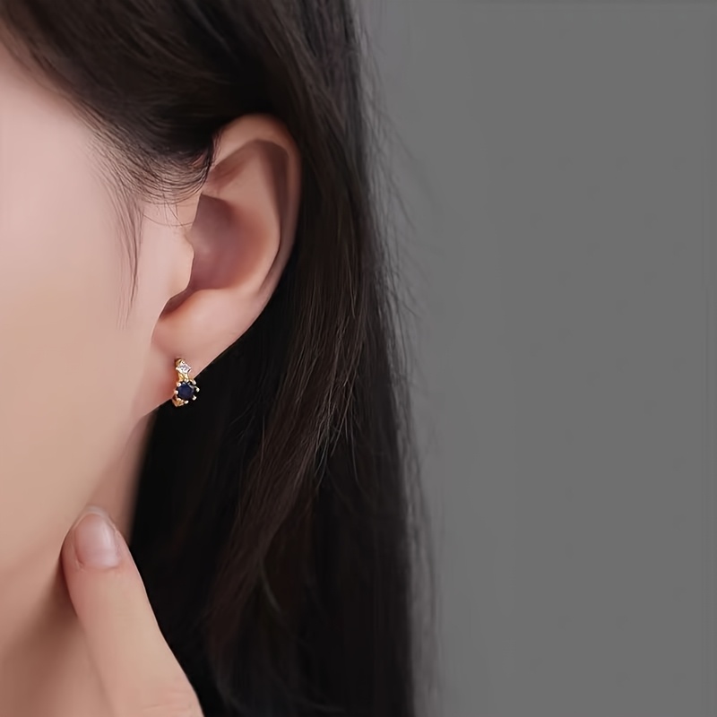 Mini Blue Imitation Synthetic Cubic Zirconia Earrings