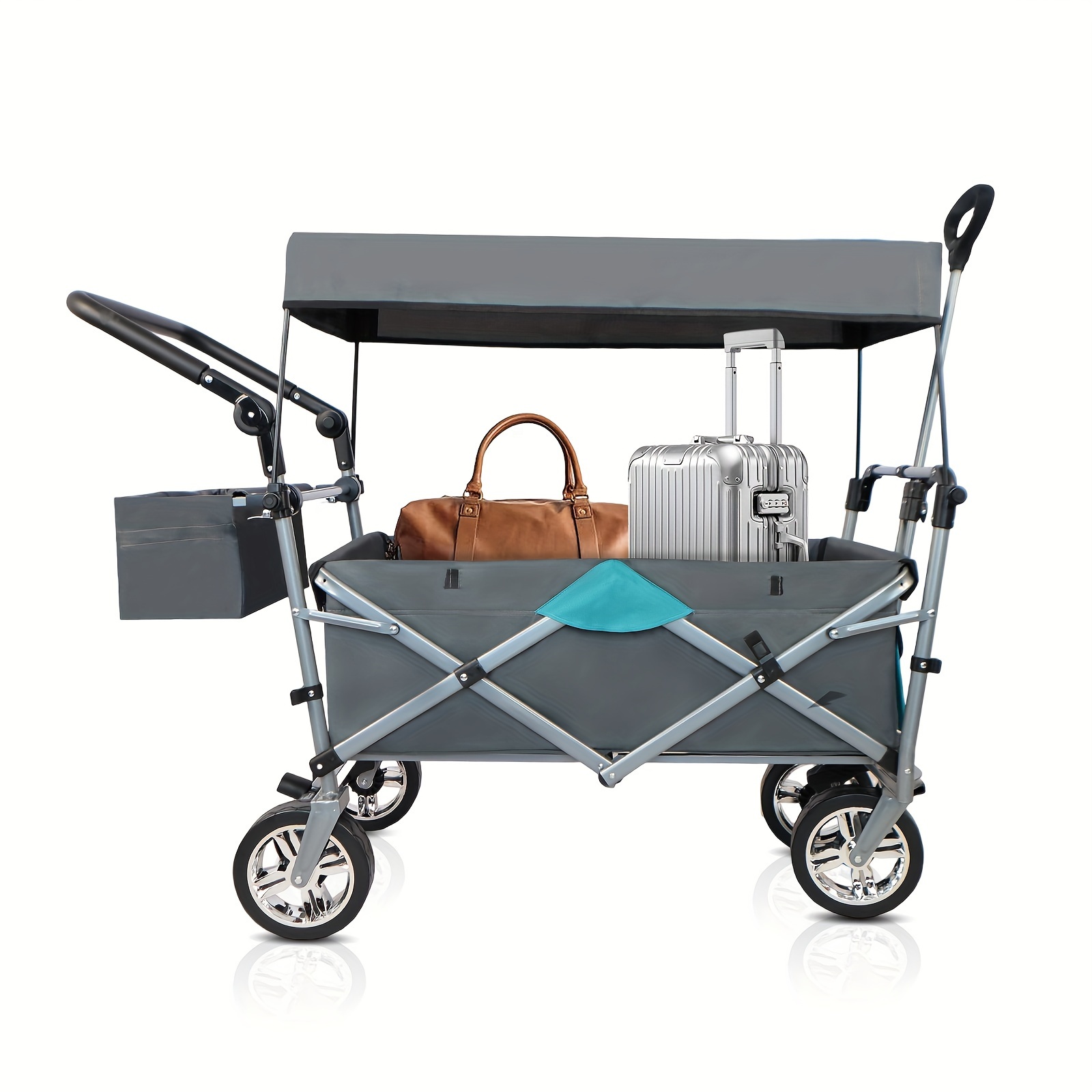 

Heavy-duty Folding Utility Wagon With Handles, Removable , And Wheels