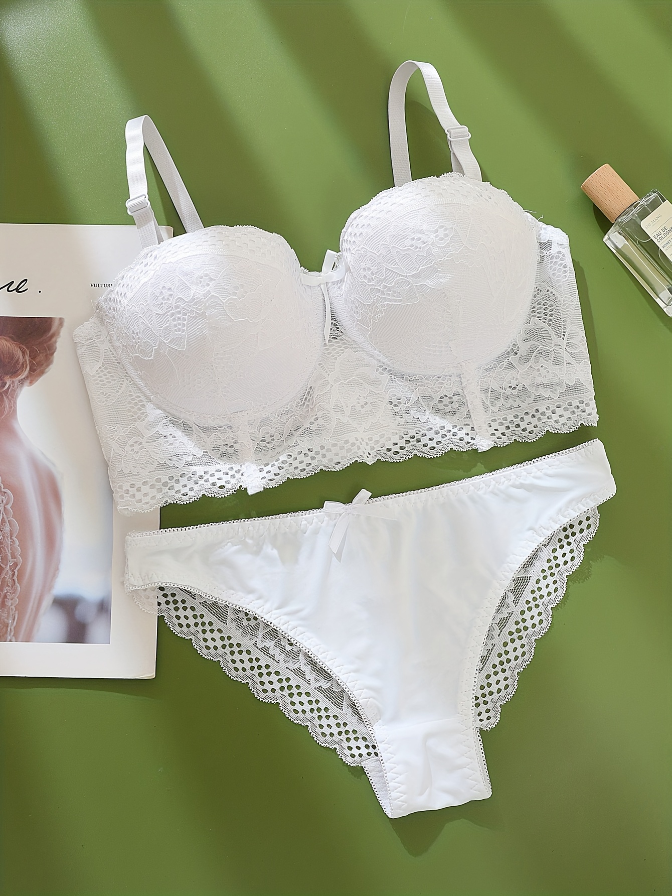 lace push womens bra set solid color comfortable