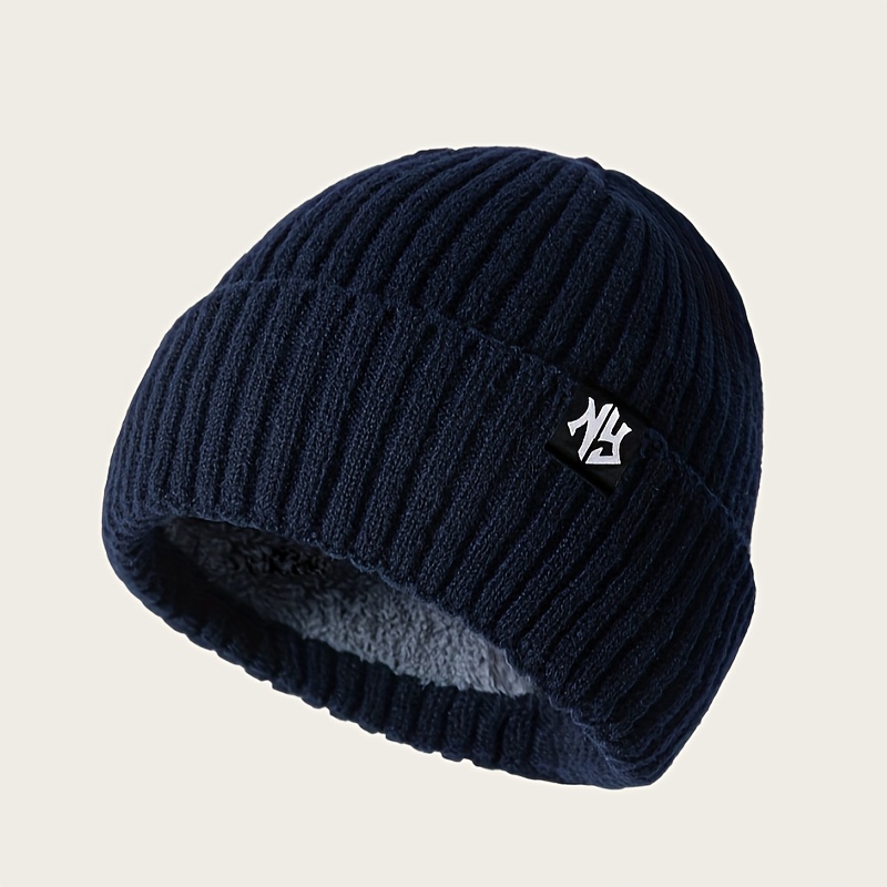 TEMU 1pc Solid Color Athletic Hat, Fleece-lined Thickened Warm Winter Outdoor Headband, Windproof Brim , -friendly Hat Suitable For Cold Autumn And