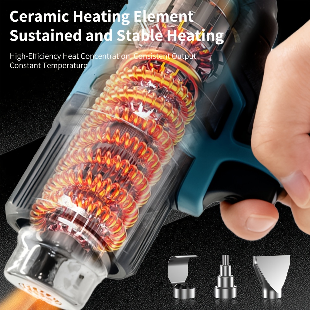 Cordless Handheld Hot Air Gun with LED Temperature Display & Compatible for Makita 18V Battery - Heavy-Duty Soldering/Irrigation Thermal Blower, Professional/ DIY Soldering Gun (550°C Temp Control) 13 Cordless Handheld Hot Air Gun with LED Temperature Display & Compatible for Makita 18V Battery - Heavy-Duty Soldering/Irrigation Thermal Blower, Professional/ DIY Soldering Gun (550°C Temp Control)